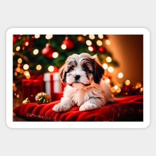 Cute Havanese Puppy Dog Christmas Sticker